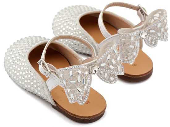 Εικόνα της Σαμπό Διακοσμημένο Ολόγυρα με Στρας και Φιόγκο απο Στρας στη Φτέρνα LU6132 Λευκό