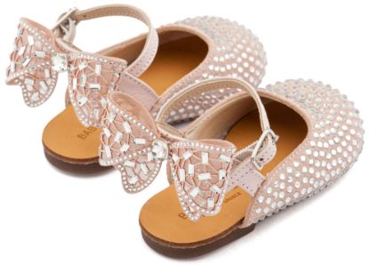 Εικόνα της Σαμπό Διακοσμημένο Ολόγυρα με Στρας και Φιόγκο απο Στρας στη Φτέρνα LU6132 Ροζ Αντικέ