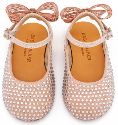 Εικόνα της Σαμπό Διακοσμημένο Ολόγυρα με Στρας και Φιόγκο απο Στρας στη Φτέρνα LU6132 Ροζ Αντικέ