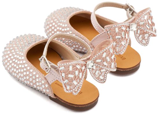 Εικόνα της Σαμπό Διακοσμημένο Ολόγυρα με Στρας και Φιόγκο απο Στρας στη Φτέρνα LU6132 Ροζ Αντικέ