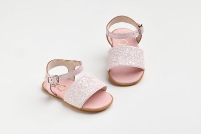 Εικόνα της K620P - Σανδάλι για τα πρώτα βήματα σε ροζ ματ γκλίτερ και ροζ δέρμα