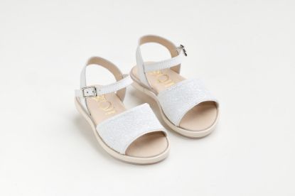 Εικόνα της K640A - Σανδάλι περπατήματος σε λευκό δέρμα και λευκό ματ γκλιτερ