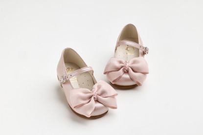 Εικόνα της K6115P - Μπαλαρίνα περπατήματος σε dusty pink δέρμα με χειροποίητο φιόγκο