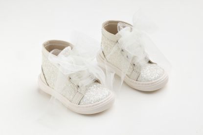 Εικόνα της EV201A - Μποτάκι περπατήματος σε εκρού δέρμα και εκρού γκλίτερ