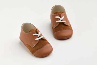 Εικόνα της A603T - παπουτσάκι αγκαλιάς σε ταμπά λείο δέρμα και ταμπά καστόρ δέρμα