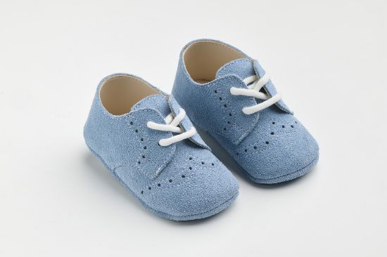 Εικόνα της EV205P - παπουτσάκι αγκαλιάς σε γαλάζιο καστόρ δέρμα