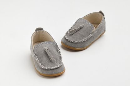 Εικόνα της A610A - παπουτσάκι πρώτα βήματα σε γκρί καστόρ δέρμα