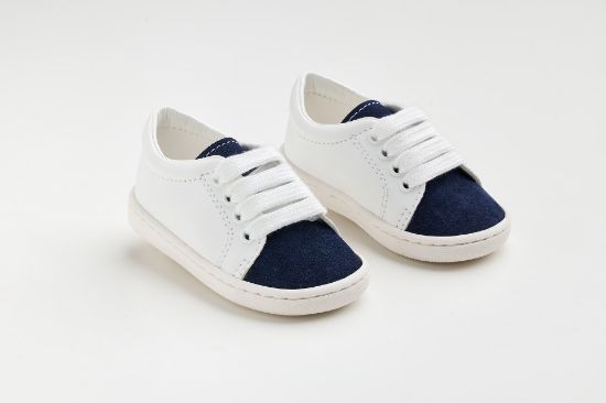 Εικόνα της FS61M - παπουτσάκι σε λευκό δέρμα και μπλε καστόρ δέρμα