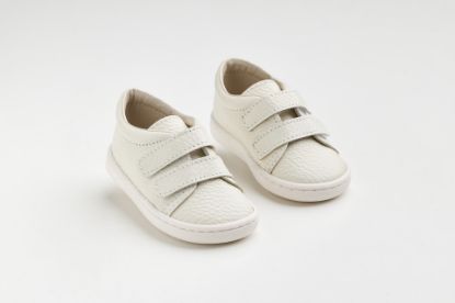 Εικόνα της FS62E - παπουτσάκι σε εκρού δέρμα κλείσιμο με Velcro