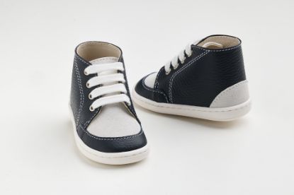 Εικόνα της FS66M - μποτάκι σε μπλε δέρμα και λευκό καστόρ δέρμα