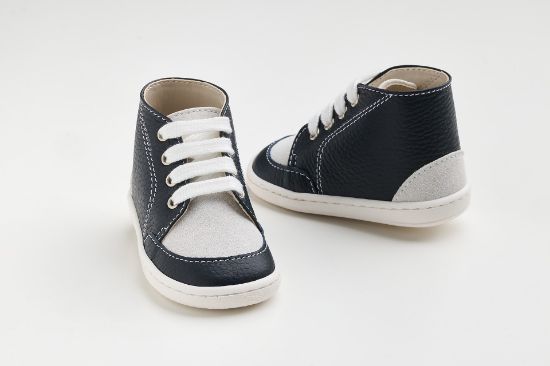 Εικόνα της FS66M - μποτάκι σε μπλε δέρμα και λευκό καστόρ δέρμα