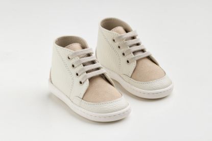 Εικόνα της FS66E - μποτάκι σε εκρού δέρμα και μπεζ καστόρ δέρμα