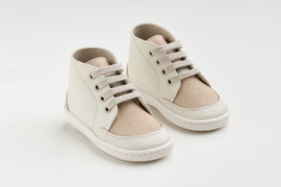 Εικόνα της FS66E - μποτάκι σε εκρού δέρμα και μπεζ καστόρ δέρμα