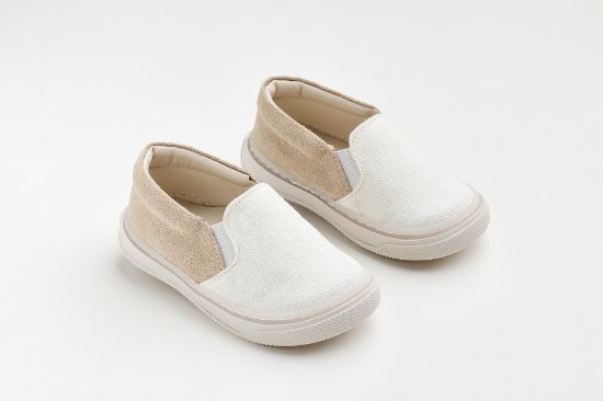 Εικόνα της A620E - εσπαντρίγια περπατήματος, σε λευκό ύφασμα και μπεζ καστόρ δέρμα