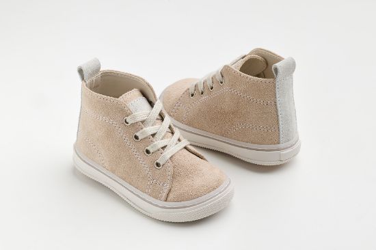 Εικόνα της A632E - μποτάκι περπατήματος σε μπεζ και λευκό καστόρ δέρμα